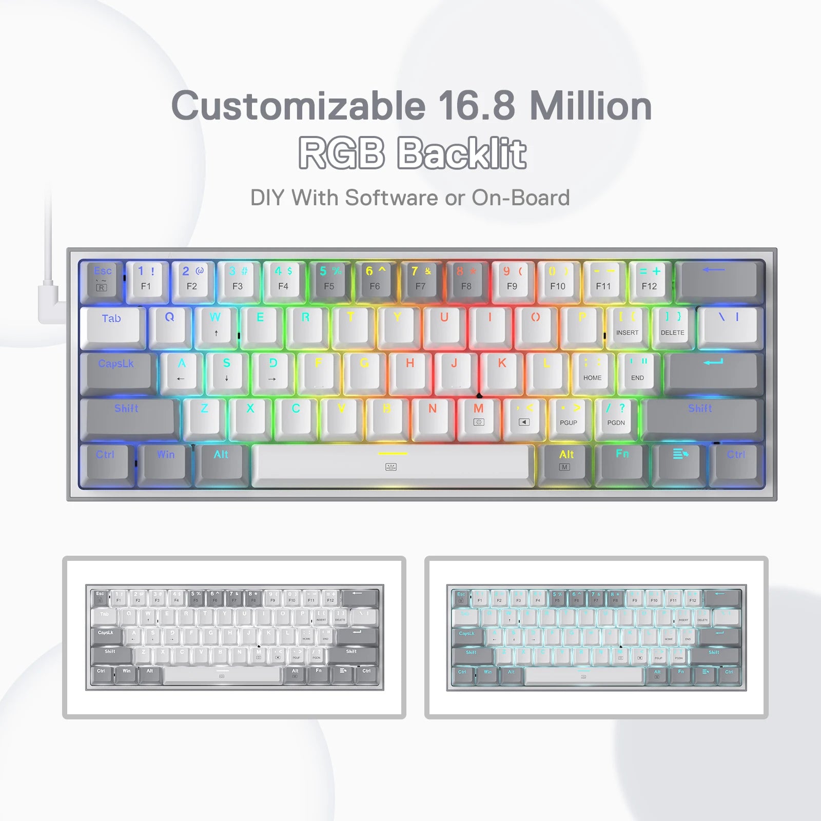 Redragon K617 Fizz 60% Wired RGB Gaming Keyboard – Compact Mechanical, Hot-Swappable Switches, Anti-Ghosting (PC/Mac)